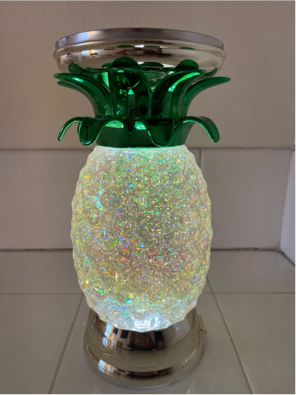 Bath & Body Works Pineapple Water Globe Pedestal Candle Holder